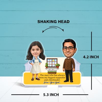 Personalized Father & Daughter Bobblehead Caricature Custom Face Cutout I Love You Dad Theme  Battery Powered Moving Head  Birthday from Daughter